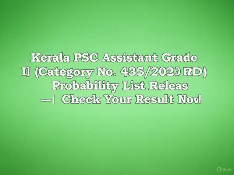 Kerala PSC Assistant Grade II (Category No. 435/2023) Probability List Released – Check Your Result Now!