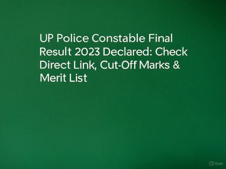 UP Police Constable Final Result 2023 Declared: Check Direct Link, Cut-Off Marks & Merit List
